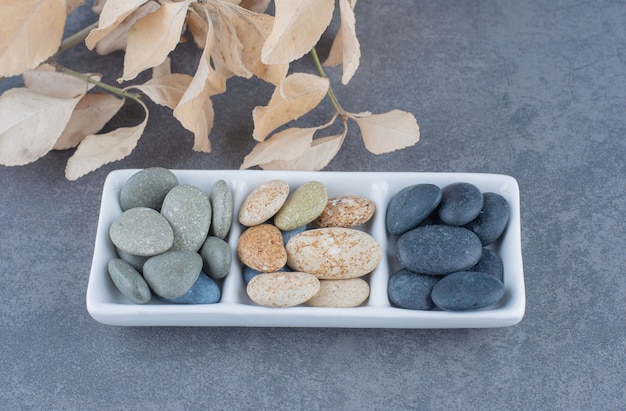 Stone samples for a garden selection walkthrough